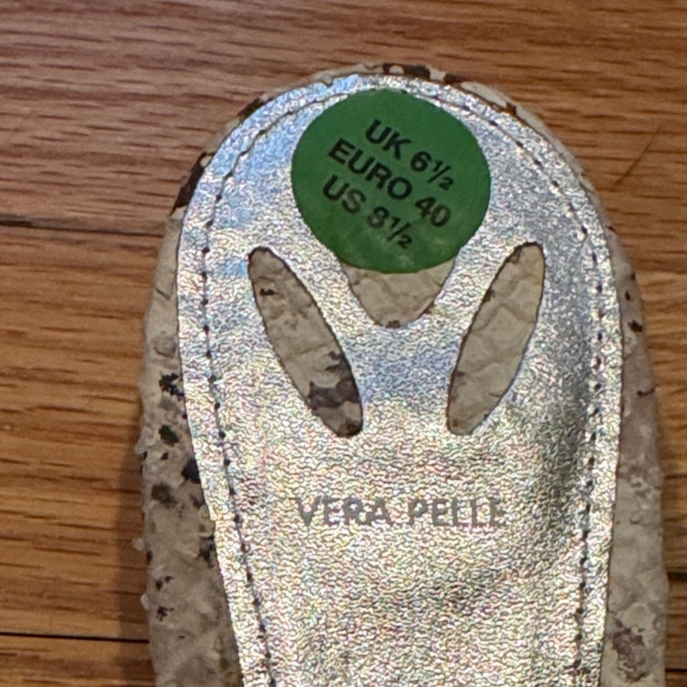 Vera Pelle Snakeskin Pattern Small Heel Strappy Sandals - Size 8.5 - Picture 5 of 7